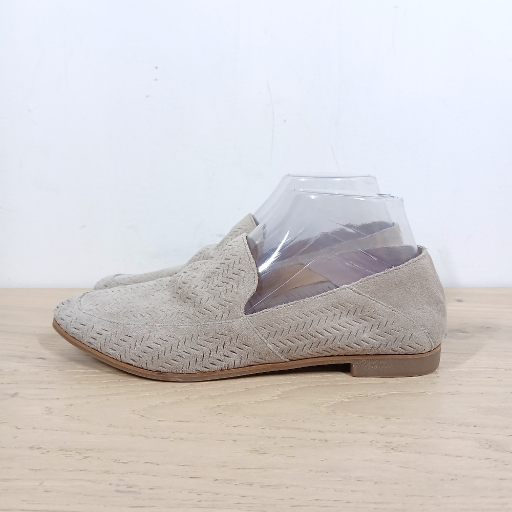 Lucky Brand Brogan Taupe Leather Perforated Slip-On Loafers 1055